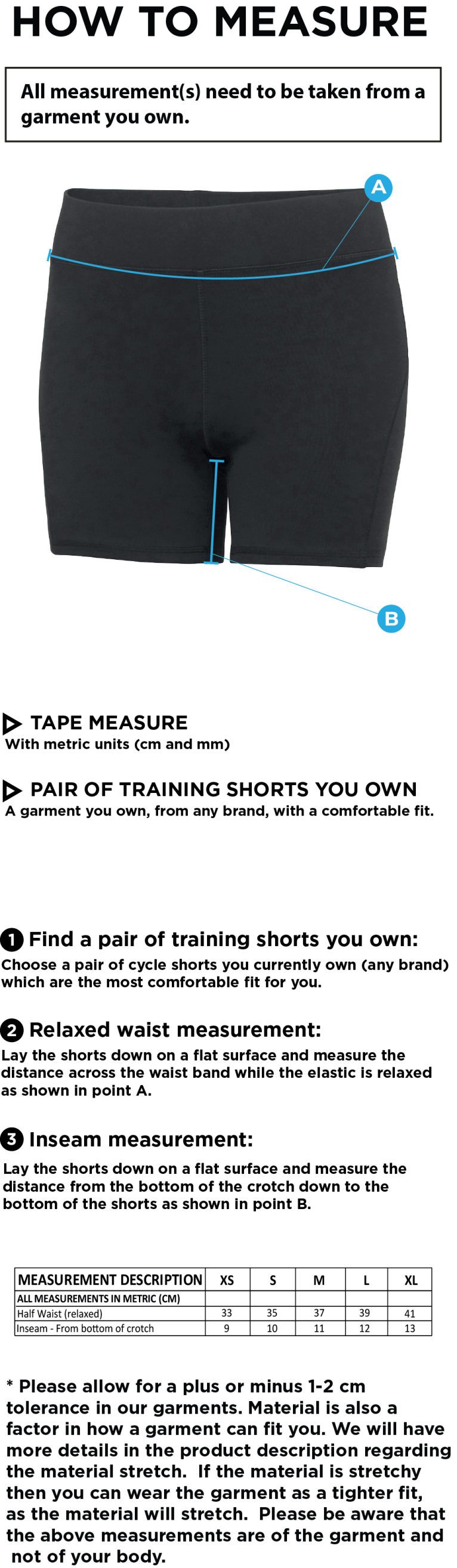 University of Manchester - Training Shorts - Women's Fit - Size Guide