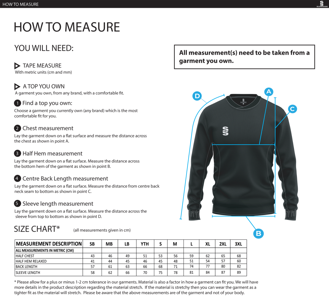 Manchester Rugby Medics - Run Out Top - Size Guide