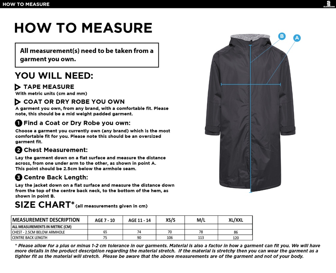 University of Manchester - Thermal Robe - Unisex Fit - Size Guide