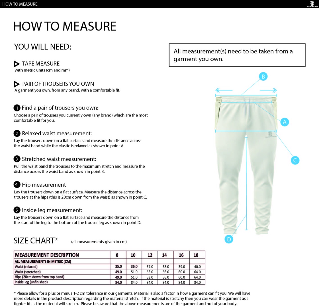 University of Manchester - Ergo Playing Pant - Women's Fit - Size Guide