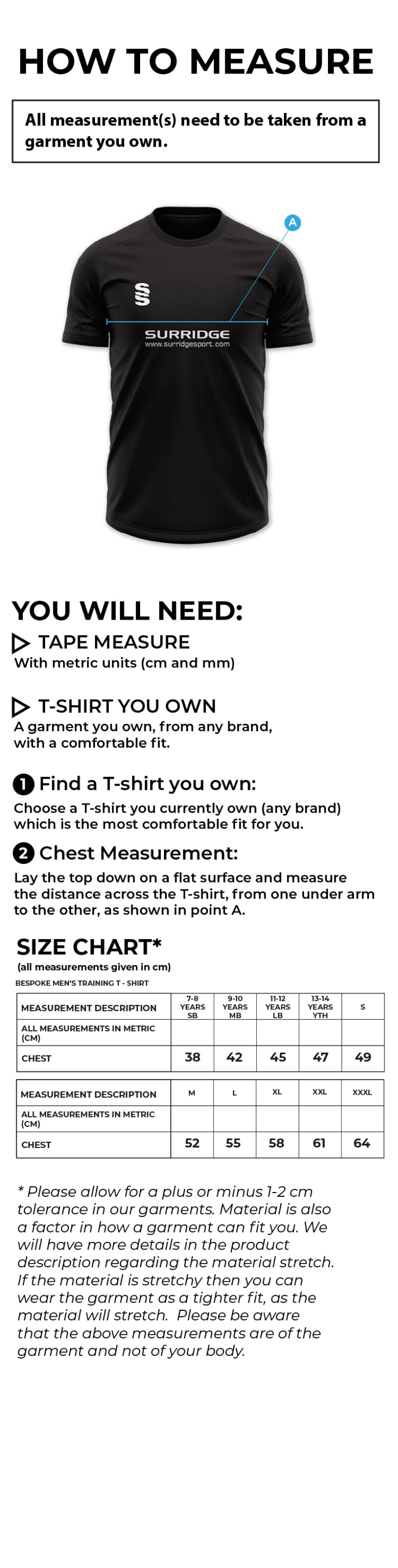 University of Manchester - T-Shirt - Men's - Size Guide