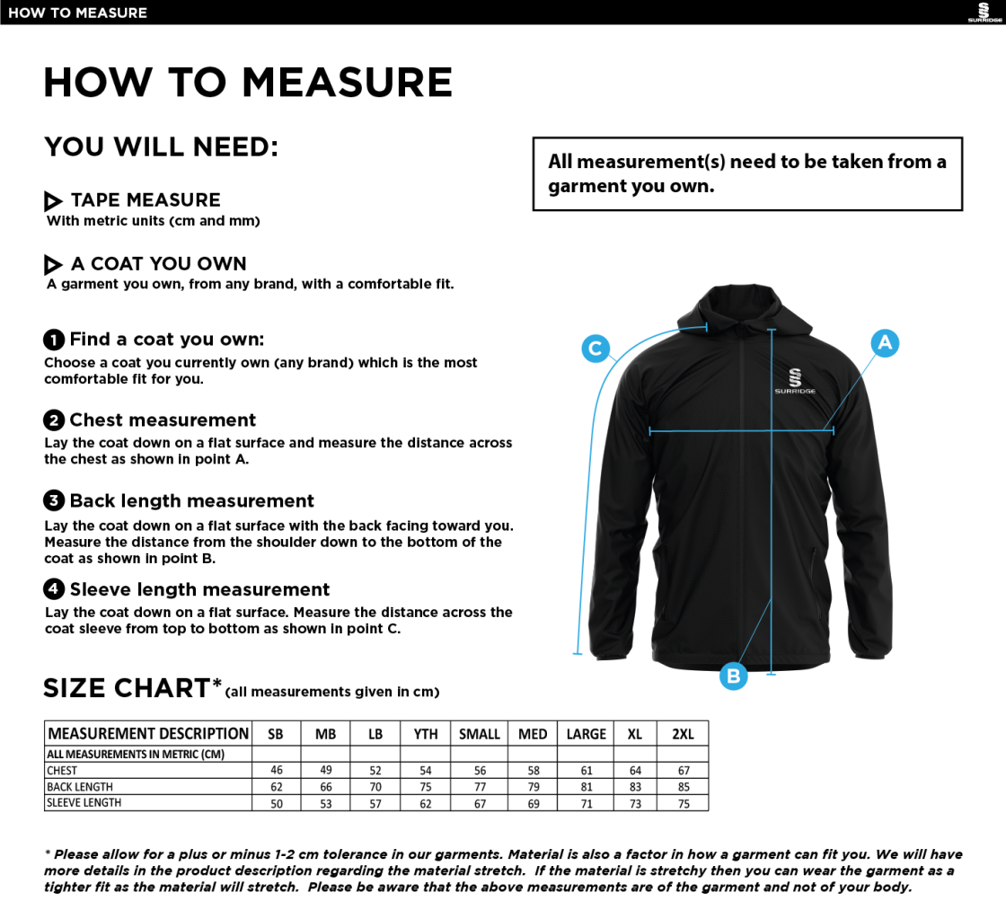 University of Manchester - Dual Elite 1/4 Zip Hoody / Rain Jacket - Unisex - Size Guide