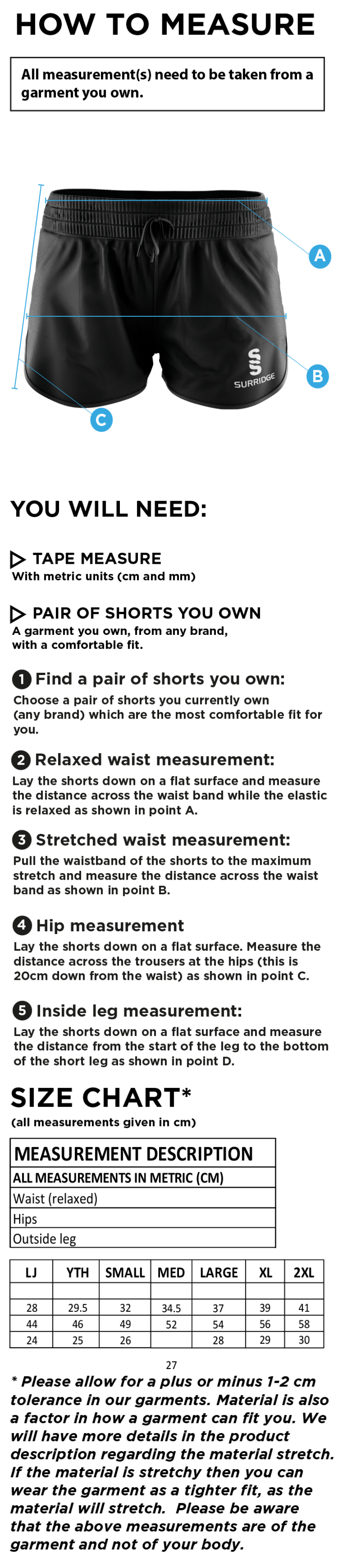 University of Manchester - Dual Active Short - Women's Fit - Size Guide