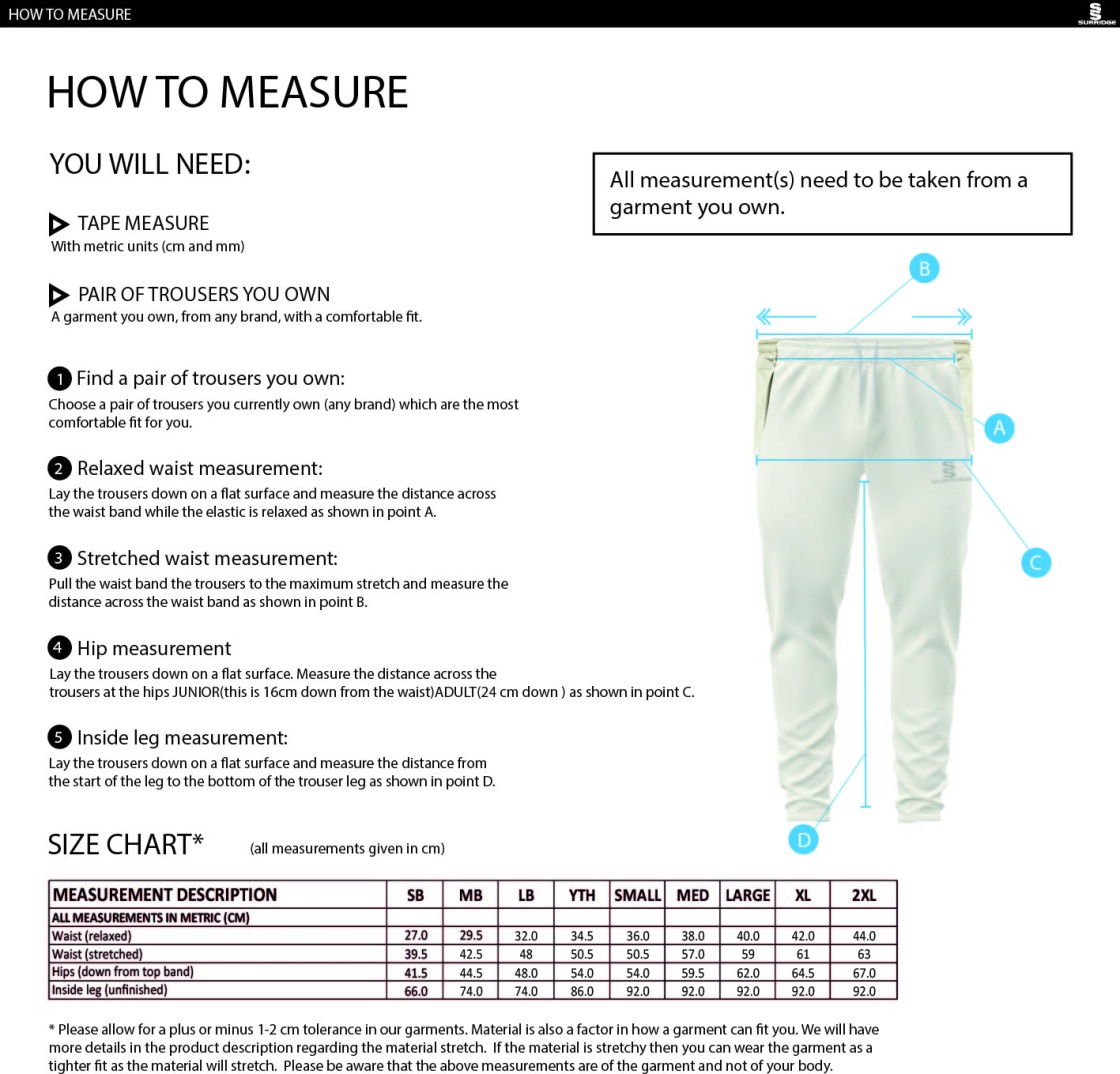 University of Manchester - Blade Playing Pant - Unisex - Size Guide