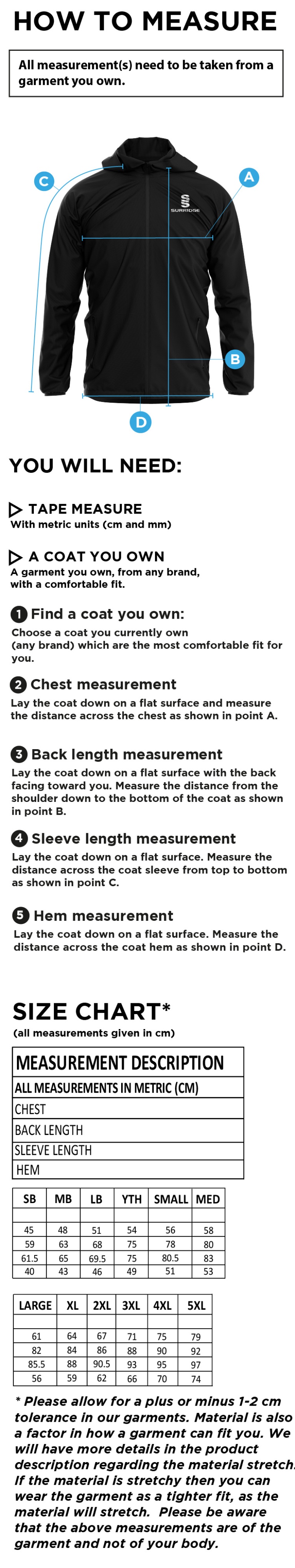 University of Manchester - Dual Full Zip Training Jacket - Women's - Size Guide