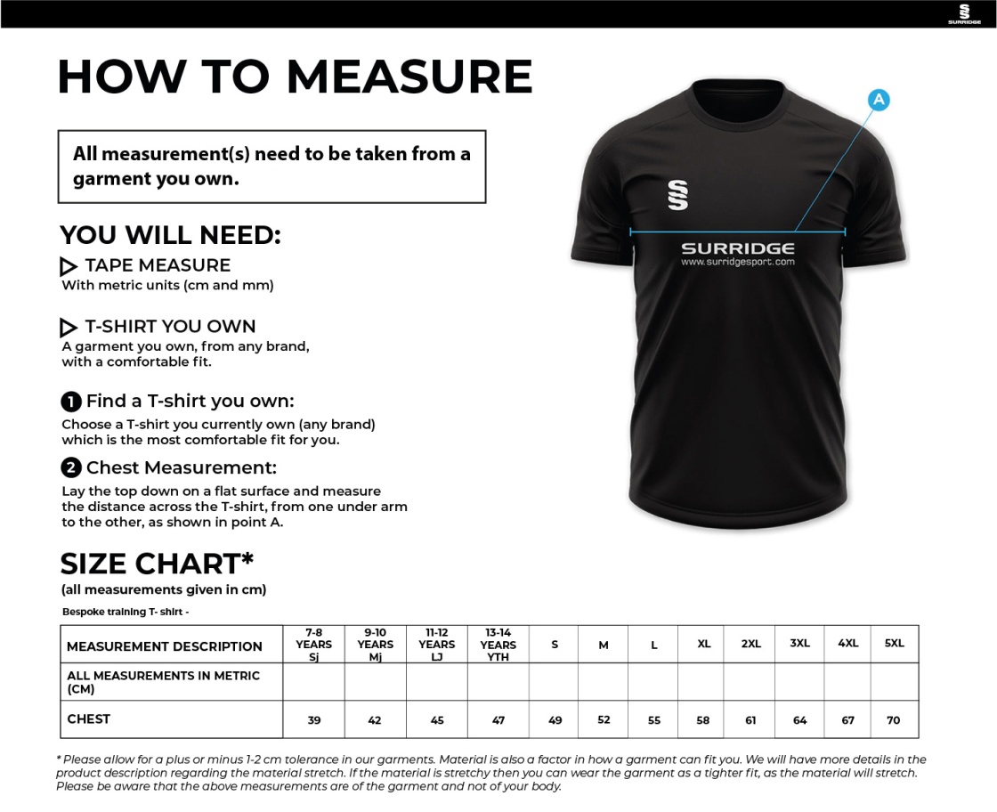 Manchester Rugby Medics - Impact T-Shirt - Unisex Fit - Size Guide