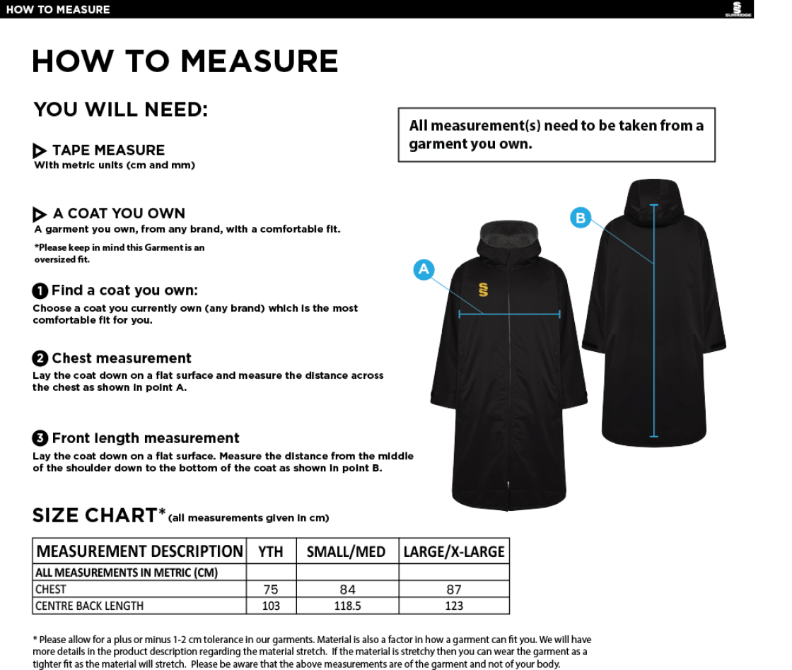 University of Manchester - Thermal Robe - Unisex - Size Guide