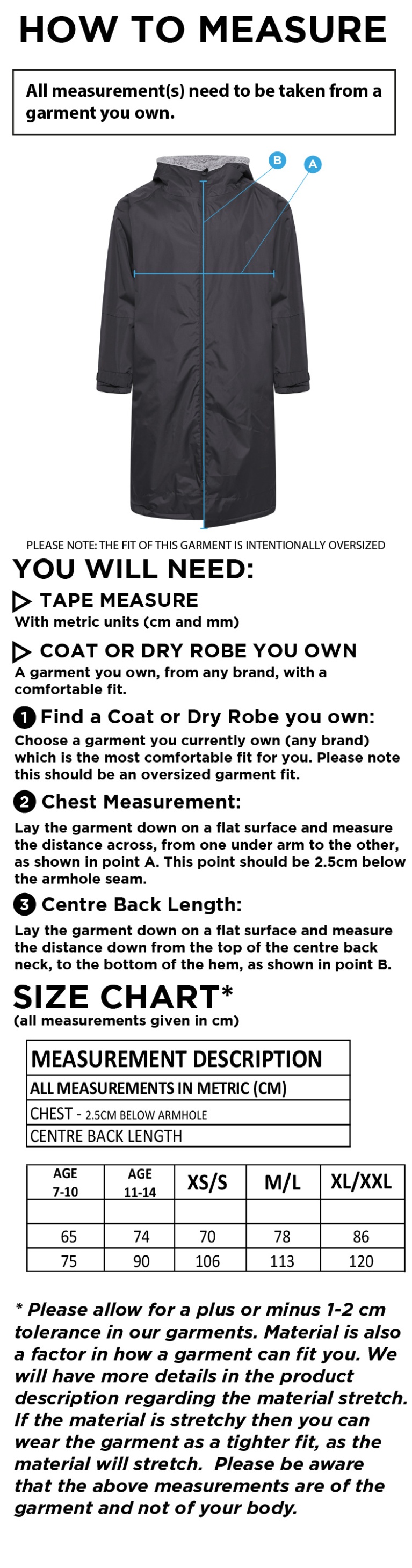 University of Manchester - Thermal Robe - Unisex Fit - Size Guide