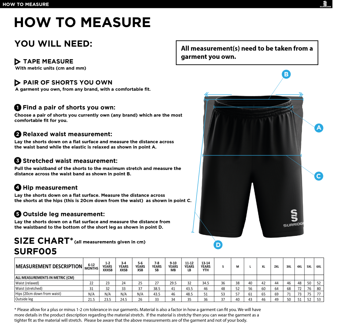 University of Manchester - Match Short - Unisex Fit - Size Guide