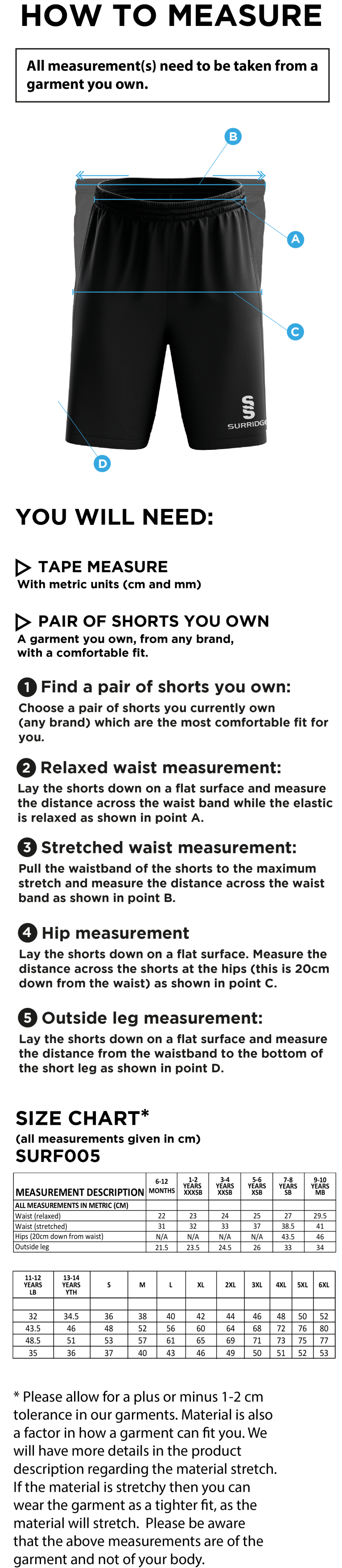 University of Manchester - Match Short - Unisex Fit - Size Guide