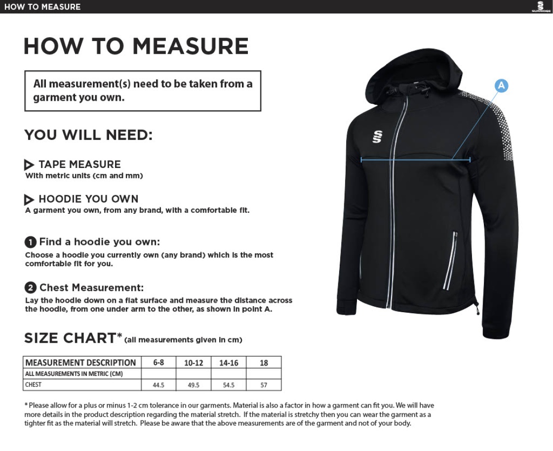 University of Manchester - Dual Full Zip Hoody - Women's Fit - Size Guide