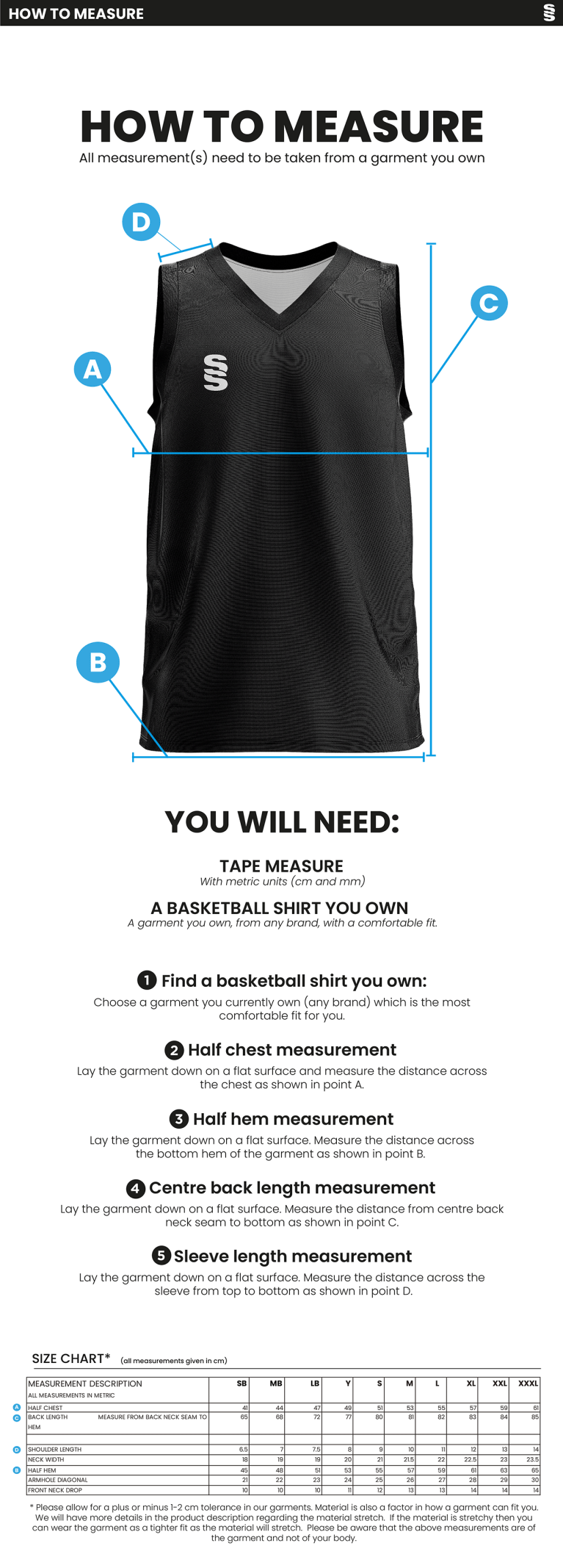 UNIVERSITY OF MANCHESTER BASKETBALL VEST – AWAY - YELLOW – MEN’S - Size Guide
