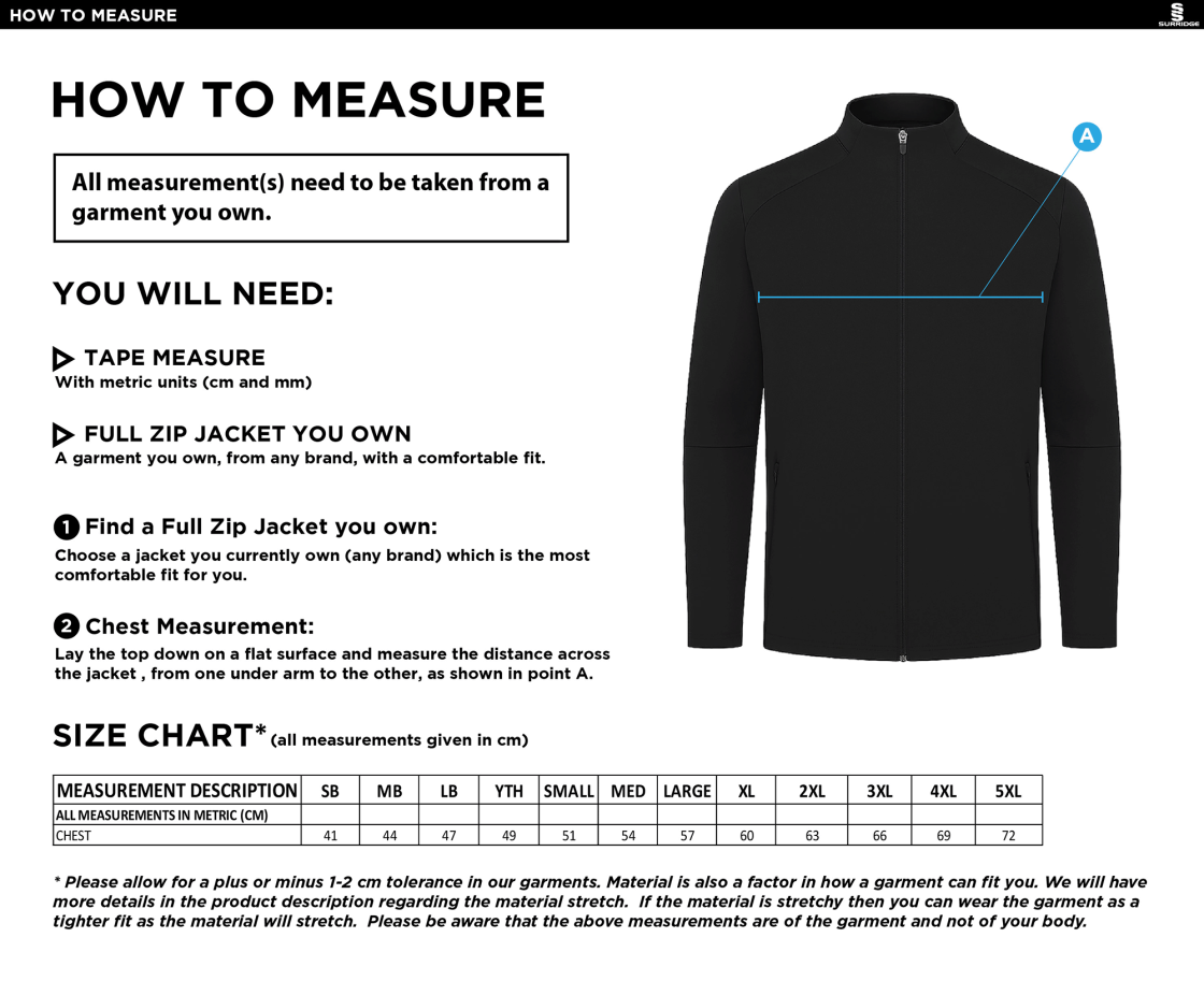 University of Manchester - ACTIVE PRESENTATION JACKET - Size Guide