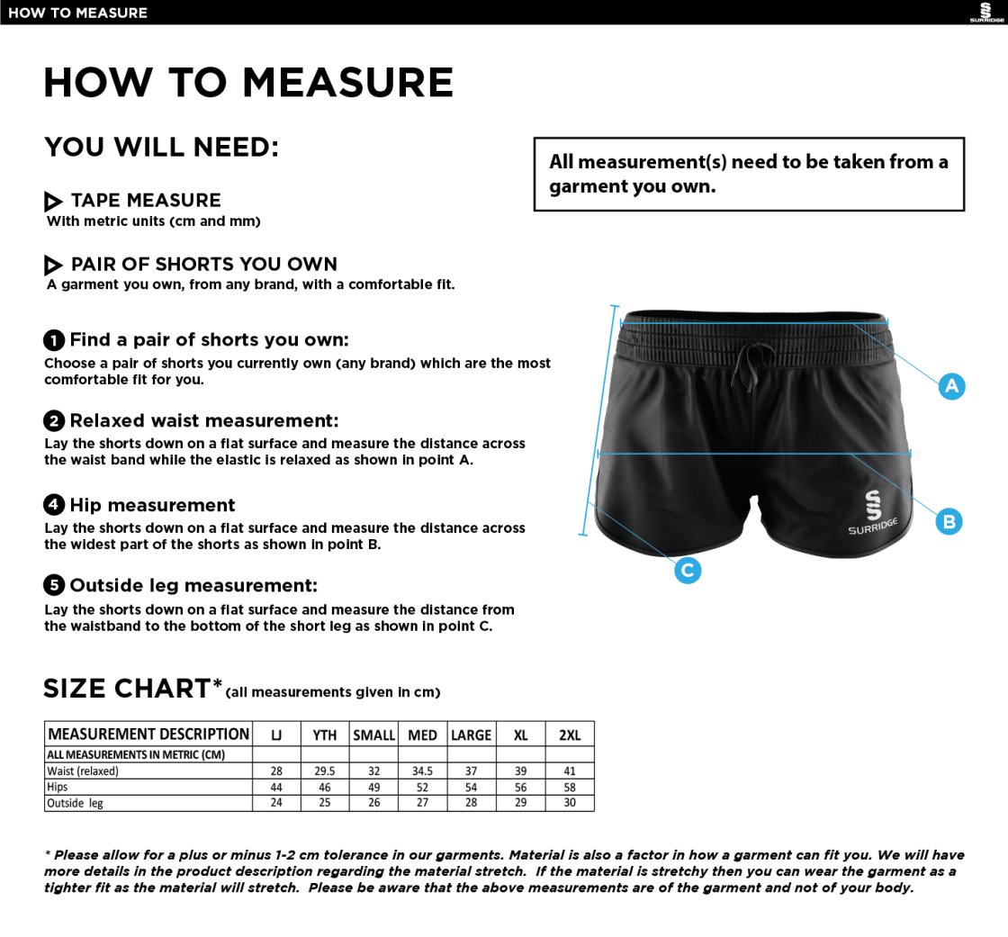 University of Manchester - Dual Active Short - Women's Fit - Size Guide