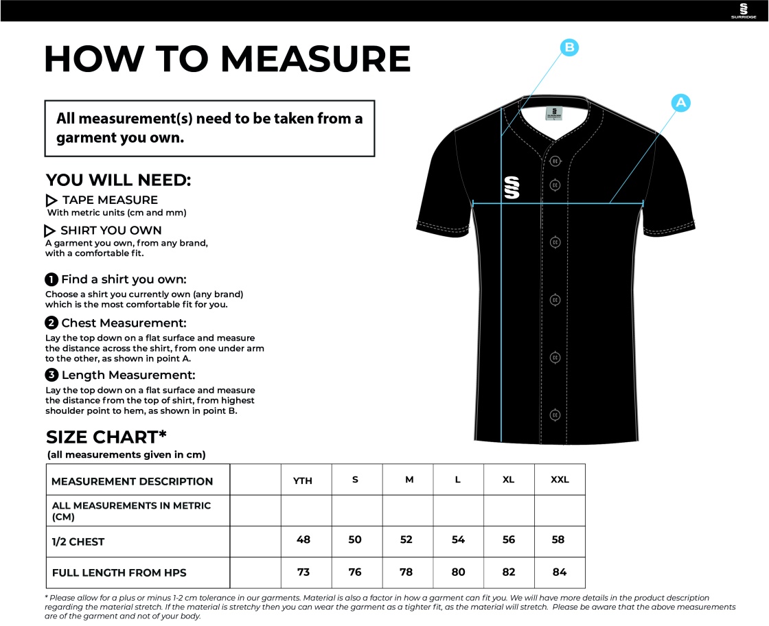 UNIVERSITY OF MANCHESTER BASEBALL SHIRT – HOME – PURPLE - Size Guide