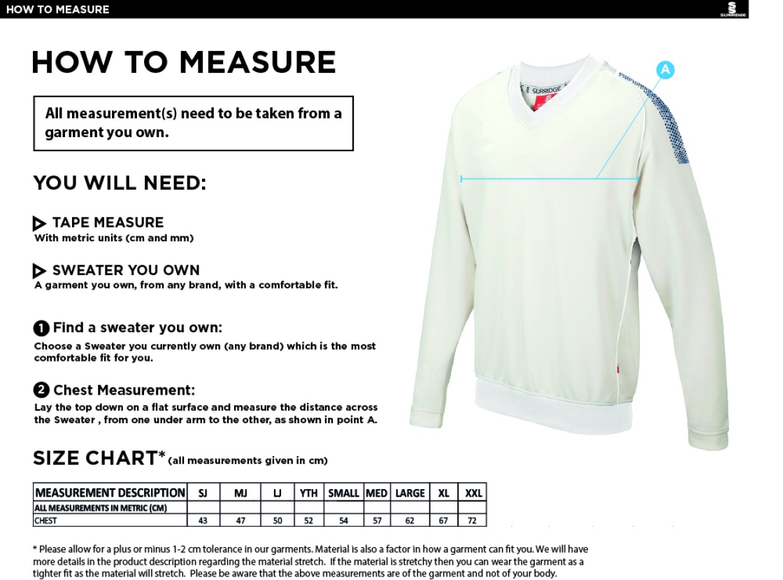 University of Manchester - Dual Long Sleeve Sweater - Unisex - Size Guide