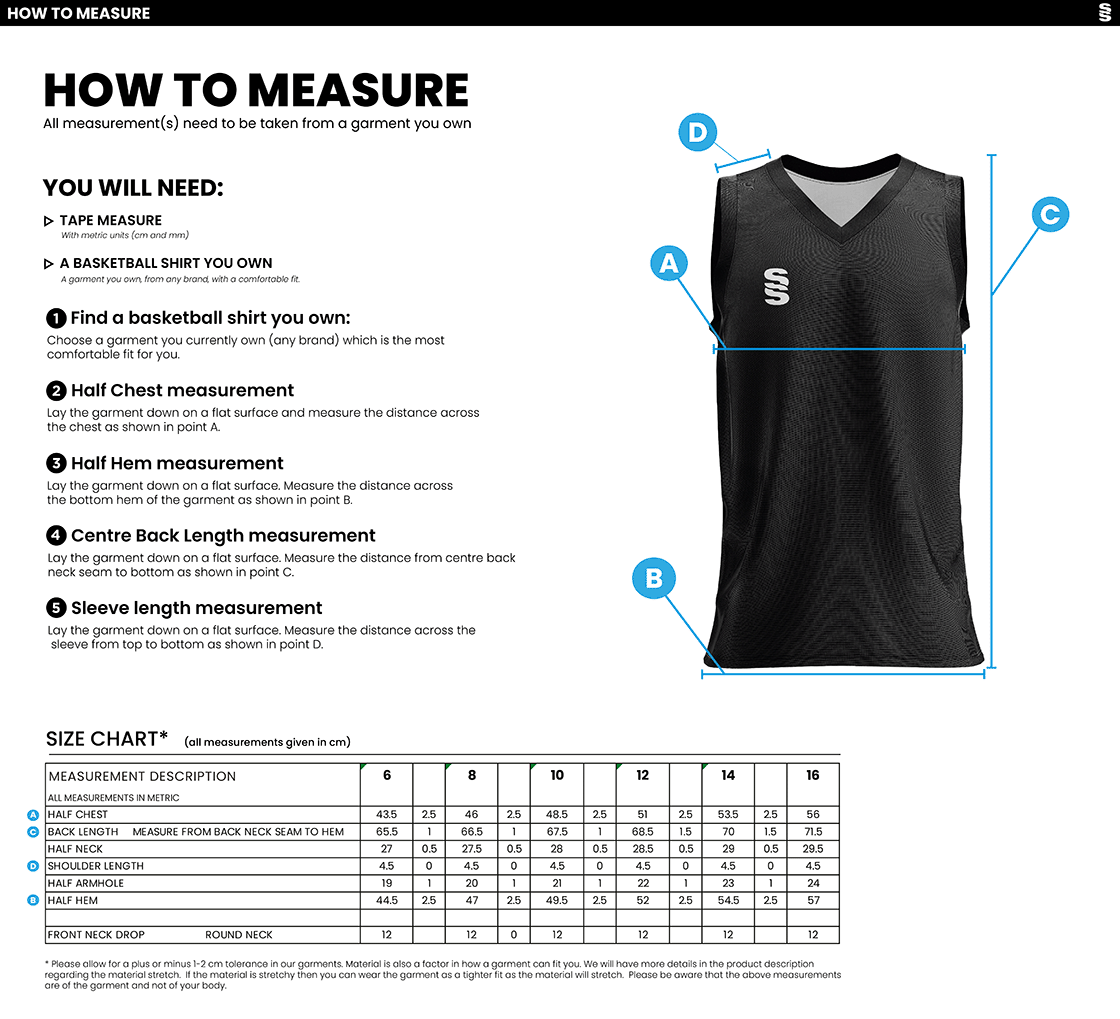 UNIVERSITY OF MANCHESTER BASKETBALL VEST – HOME - PURPLE – WOMEN’S - Size Guide