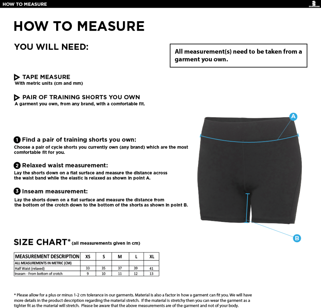 WOMEN`S TRAINING SHORTS - Size Guide