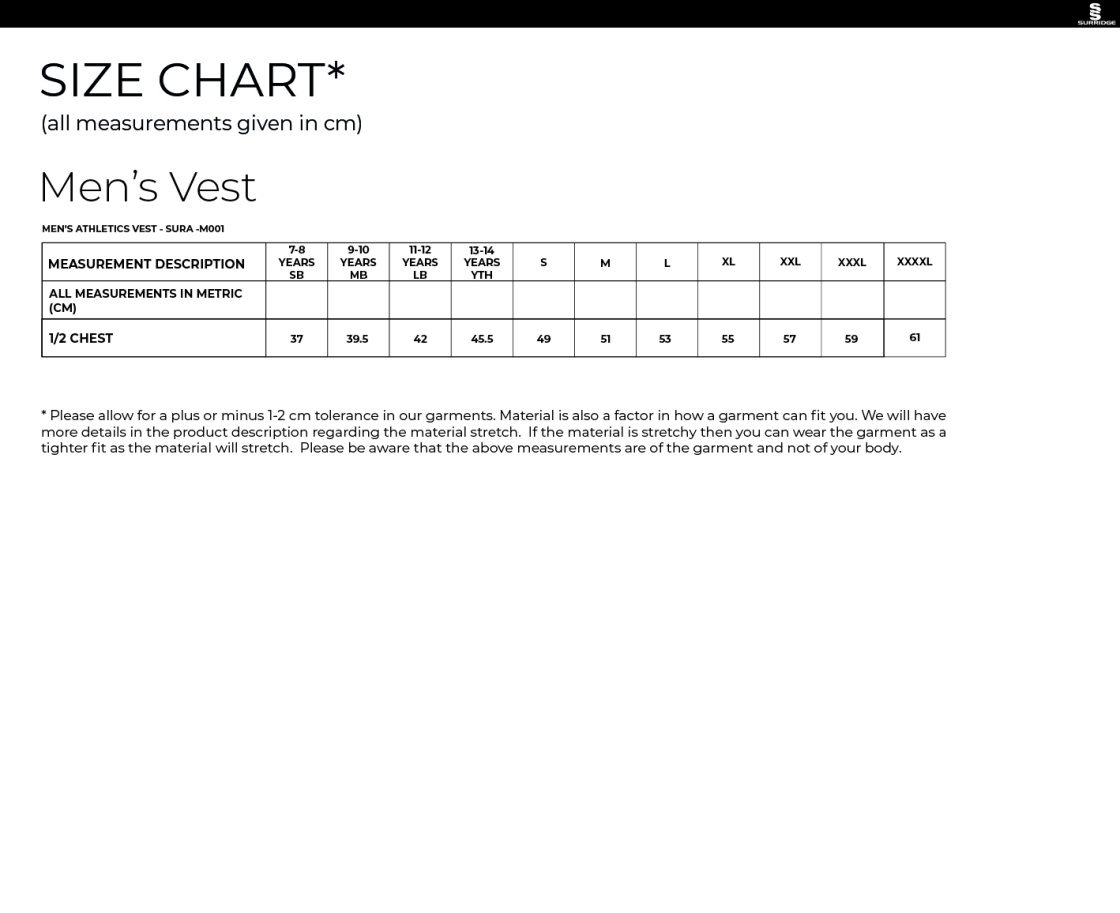 UNIVERSITY OF MANCHESTER ATHLETICS VEST – AWAY – YELLOW – MEN’S - Size Guide