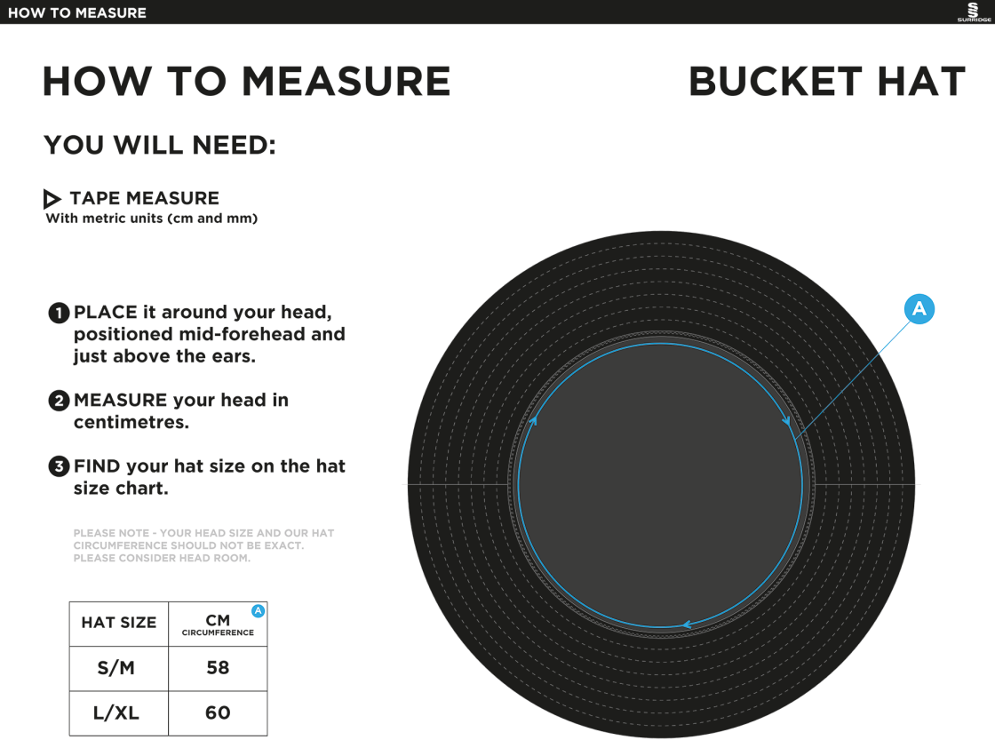 University of Manchester - Dual Bucket Hat - Size Guide