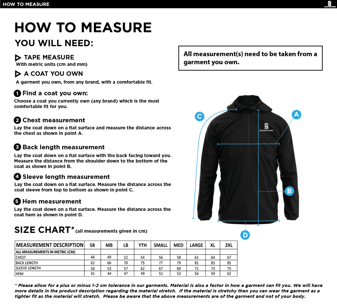 University of Manchester - Dual Full Zip Training Jacket - Women's - Size Guide