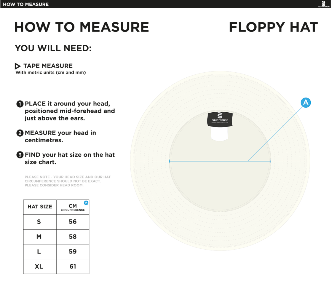 University of Manchester - Floppy Hat - Ivory - Size Guide